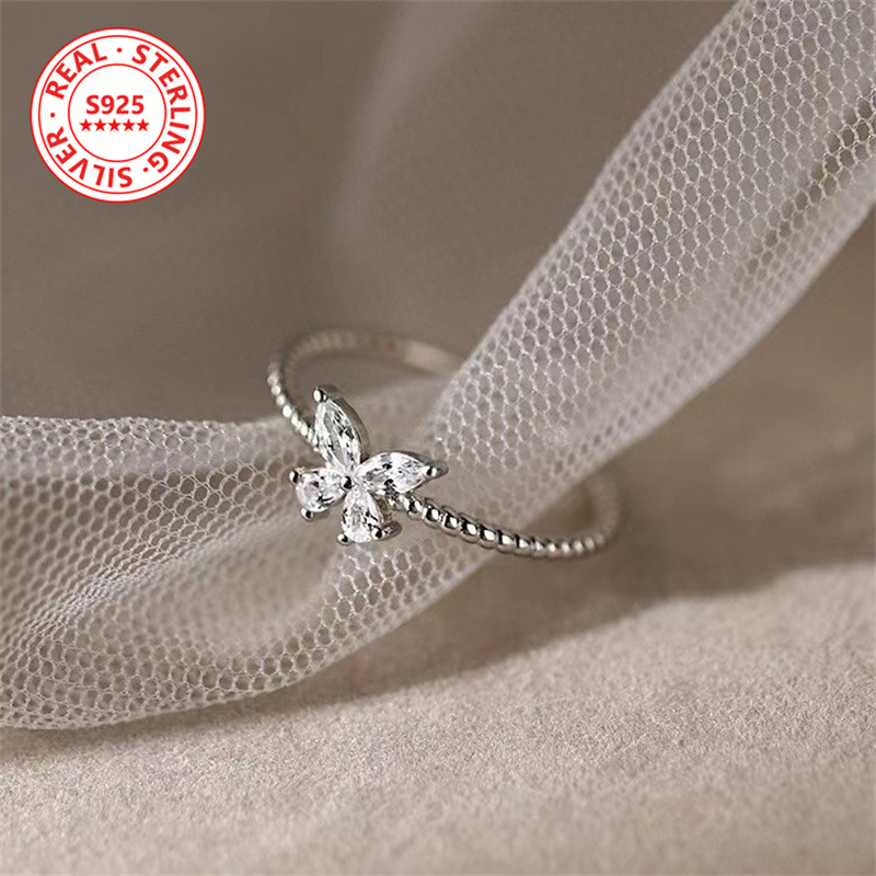 Adjustable S925 Silver Butterfly Ring for Women